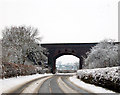 Railway bridge, Long Itchington Road, in snow in CV33 9ES