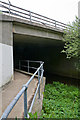 Footpath about to pass under M27 motorway in PO17 6AA