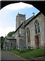 St Peter's Church viewed through the lych gate in Bramerton