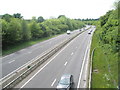Looking westwards on the A3 from the Hangers Way Footbridge in GU32 2EB
