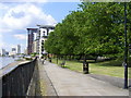 Thameside walkway, Isle of Dogs in E14 9EA
