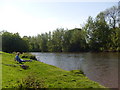 A lad fishing on the Severn, Caersws, Powys in SY17 5DX