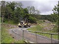 Grader on forest road near Plashetts Burn in NE48 1HL