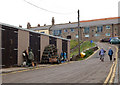 Fishing sheds along Main Street, Seahouses in NE68 7RJ