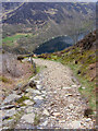 Footpath descending towards Llyn Dinas in Beddgelert Community