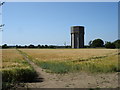 Water tower and footpath in IP9 1AH