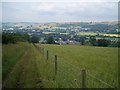 Melrose from the St Cuthberts way as it approaches the Eildons in Melrose