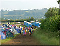 Glastonbury Festival - campsite and loos looking southwest in BA4 4HP