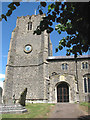 St Mary's church - porch and tower in NR16 2EW