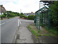 Aughton: A338 and Aughton bus stop and shelter in SN8 3RZ