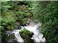 Looking down the waterfall in Rouken Glen Park in G77 6QX
