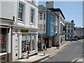 The bottom of Fore Street, Kingsbridge in TQ7 1FL