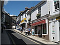 Looking up Fore Street, Kingsbridge in TQ7 1FL