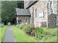 Path up to the church porch at St Milburgh, Stoke St Milborough in SY8 2EH