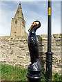 Cormorant bollard at Church Point, Newbiggin by the Sea in NE64 6HE