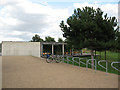 Cafe and cycle parking, Thames Barrier Gardens in E16 2FW