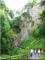 Steep valley approaching Peak Cavern in S33 8WP