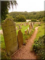 Stoke Gabriel: churchyard and mill-pond glimpse in TQ9 6QP