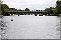 Looking down the Thames to the railway bridge in SL8 5TB