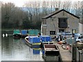 Canal Waterway Office with maintenance barges in HP23 4NF