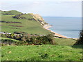 Beginning of the path up to Golden Cap from Seatown in DT6 6JU