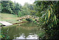 Wooden footbridge on a backwater of the River medway in ME14 2NH