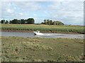 Boat heading towards The Wash passing Foul Anchor in PE13 5PR