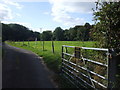 Gateway and track to Slanwood Boarding Kennels in St. Fagans Community