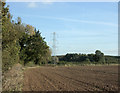 2009 : Ploughed field and pylon, Kington Langley in SN15 5LZ