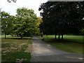 Tree-lined path in Clissold Park in N16 0BP