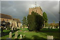 Rainbow over Bosbury church tower in HR8 1QX