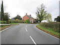 Road junction near Pont-y-Pentre in Llansantffraid Community