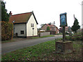 South Lopham village sign by Church Road in IP22 2LH
