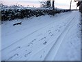 Country lane with snow in BS40 7RE