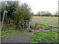 Footpath west from the lane to Walton Cardiff in GL20 8EX