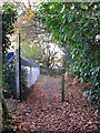 Path junction near Gowrings Garage in RG40 3HD