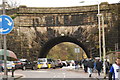 The Leeds-Liverpool Canal crossing Aqueduct Road, Blackburn in BB2 3LP