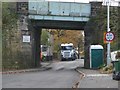 Railway bridge with 'portaloo', Church Lane in LS26 9DB