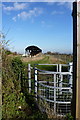 Gate to a footpath by Holywell Farm in ME9 7DF