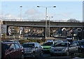 Railway bridge over and traffic on the A4061 - Bridgend in CF31 1HB
