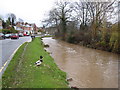 River Leven in spate at Great Ayton (view east) in TS9 6LF
