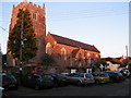 Whimple church and parking in The Square in EX5 2SY