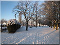 Snow-bound recreation ground in Thornaby-on-Tees in TS17 8EU