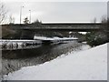 Footbridge and road bridge over the River Almond in EH54 6AE