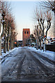 St Augustine's church in the snow in SS1 3LU