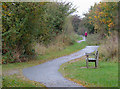 Footpath and seat by Branston Water Park, Staffordshire in DE13 9GD
