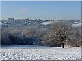 Snowy view across the Rhymney Valley in CF82 7LY