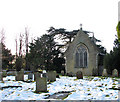 St Mary's church in the snow in PE33 9NW