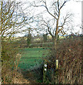 Footpath passing through hedge north of Staverton in NN11 6JW