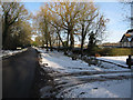 Ridge Lane in the snow in RG27 9SY